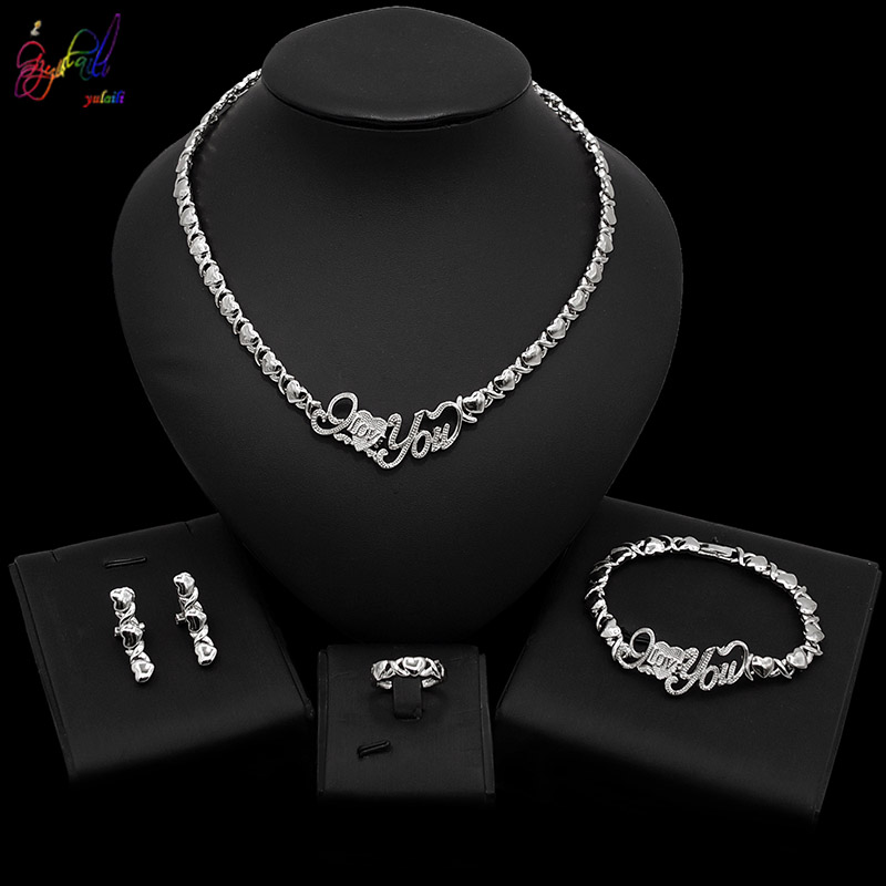 Yulaili Newest I love you Necklaces Heart Earrings Bracelet Ring for Women Wedding Party Jewelry Sets Wholesale Price, Black
Yulaili Newest I love you Necklaces Heart Earrings Bracelet Ring for Women Wedding Party Jewelry Sets Wholesale Price, Black