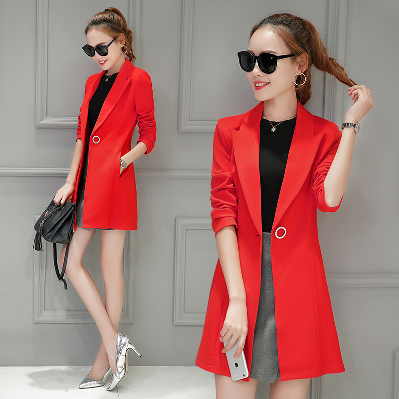 New Blazer Women Autumn Slim Casual Women Suits Long Single Button Red Blazers And Jackets Hot Sale LX515, Black
New Blazer Women Autumn Slim Casual Women Suits Long Single Button Red Blazers And Jackets Hot Sale LX515, Black