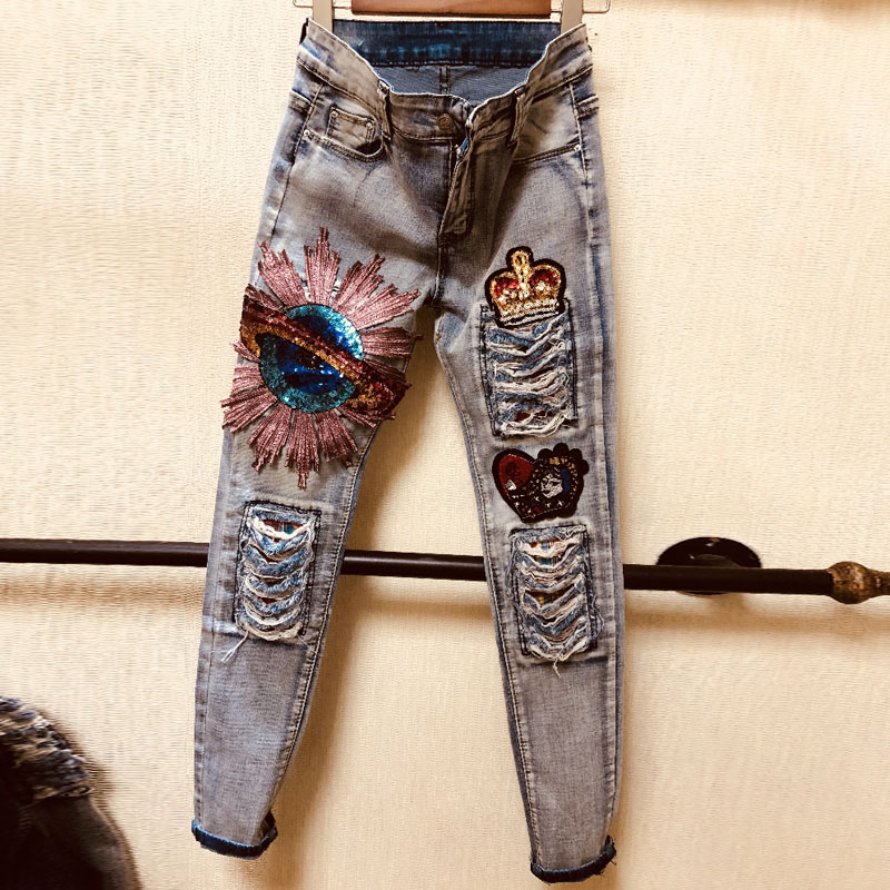 2020 Spring and Summer Embroidery Tide Jeans Women's Tight Punch Tide Fashion High-Waist Female Boyfriend Cowboy Pants, As pic
2020 Spring and Summer Embroidery Tide Jeans Women's Tight Punch Tide Fashion High-Waist Female Boyfriend Cowboy Pants, As pic