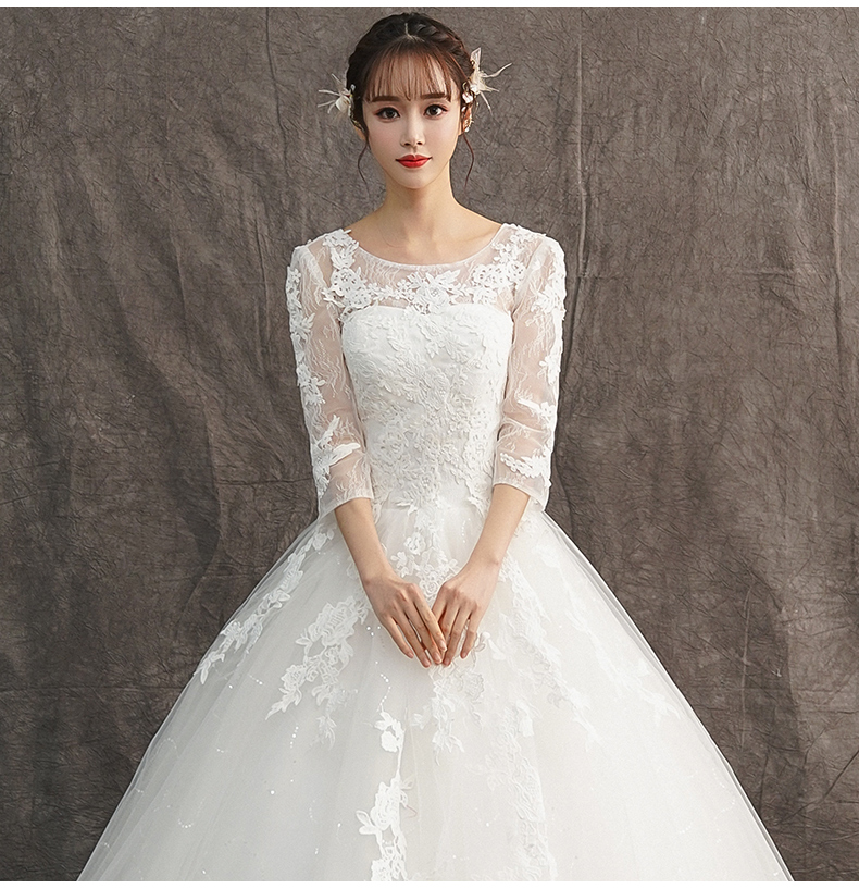 High Waist Pregnant Women Wedding Dress Long Sleep Lace Bridal Gowns Custom Dress Vestidos De Novia Nemidor Robe De Soiree