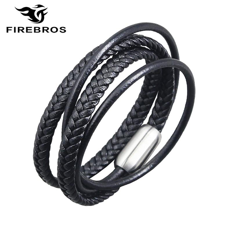 FIREBROS Silver Color Stainless Steel Magnet Buckle Multilayer Braid Leather Charm Bracelet Men Women Jewelry Gift Wholesale
FIREBROS Silver Color Stainless Steel Magnet Buckle Multilayer Braid Leather Charm Bracelet Men Women Jewelry Gift Wholesale