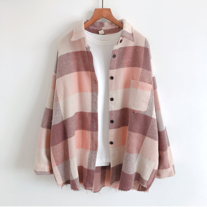 Women Shirt Plaid Long Sleeve Pockets 2020 Spring Autumn New Cardigan Loose Thick Single Breasted Cotton Fashion Women Tops, Pink
Women Shirt Plaid Long Sleeve Pockets 2020 Spring Autumn New Cardigan Loose Thick Single Breasted Cotton Fashion Women Tops, Pink