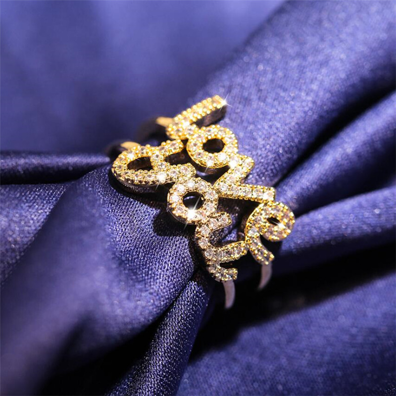 Sterg Sier & Gold Filled Women's White Sapphire Love Ring