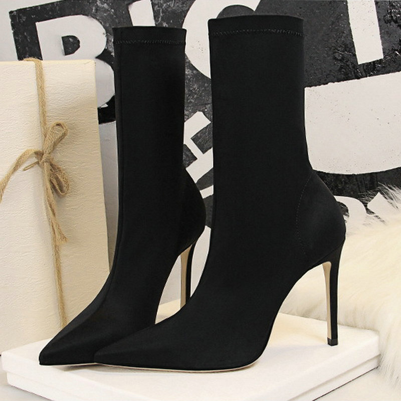 European and American fashion simple slim heel women boots super high heel sexy stretch short boots women EA-156, Green
European and American fashion simple slim heel women boots super high heel sexy stretch short boots women EA-156, Green