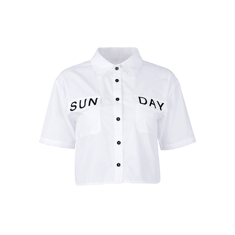 Streetwear Sunday Letter Printed Blouse Women Summer Chic Girl' Short Sleeve Buttons Pockets Shirts Party 2020, As pic
Streetwear Sunday Letter Printed Blouse Women Summer Chic Girl' Short Sleeve Buttons Pockets Shirts Party 2020, As pic