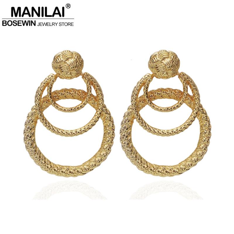 MANILAI Trendy Layered Metal Big Stud Earrings Gold Color Statement Earrings Alloy Weave Pattern Geometric Earring Jewelry 
MANILAI Trendy Layered Metal Big Stud Earrings Gold Color Statement Earrings Alloy Weave Pattern Geometric Earring Jewelry