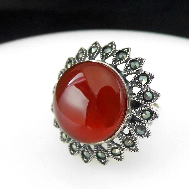 FNJ Round Red Agate Rings 925 Silver Original S925 Thai Silver Ring for Women Jewelry MARCASITE
FNJ Round Red Agate Rings 925 Silver Original S925 Thai Silver Ring for Women Jewelry MARCASITE