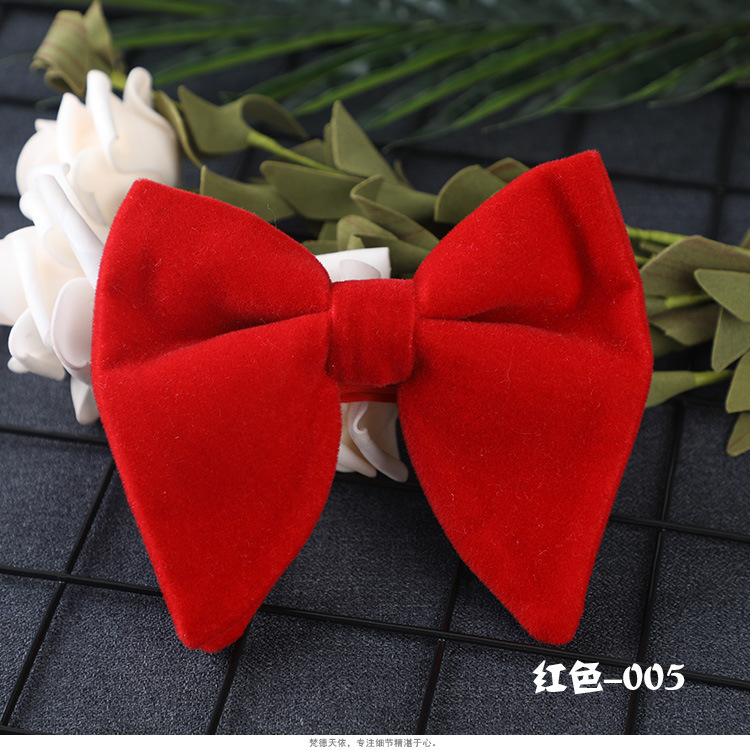 Bow Tie Gold Velvet Bow Tie Men and Women Bow Tie Plush Velvet Large Sharp Angle Trendy cravat