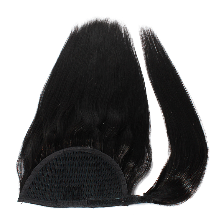 10A Grade Virgin Brazilian Human Thick Ends Clip In Extensions Slik Straight Ponytail Hair 120G