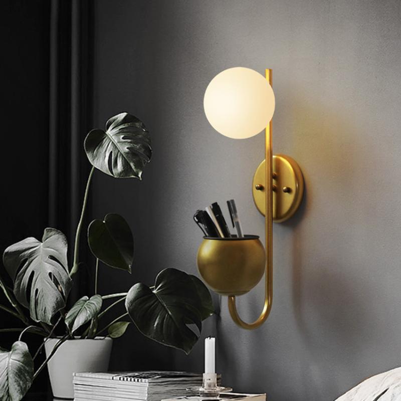 Nordic wrought iron glass wall lamp vintage creative Plant LED Wall Light Fixtures Restaurant bar aisle sconce Luminaire