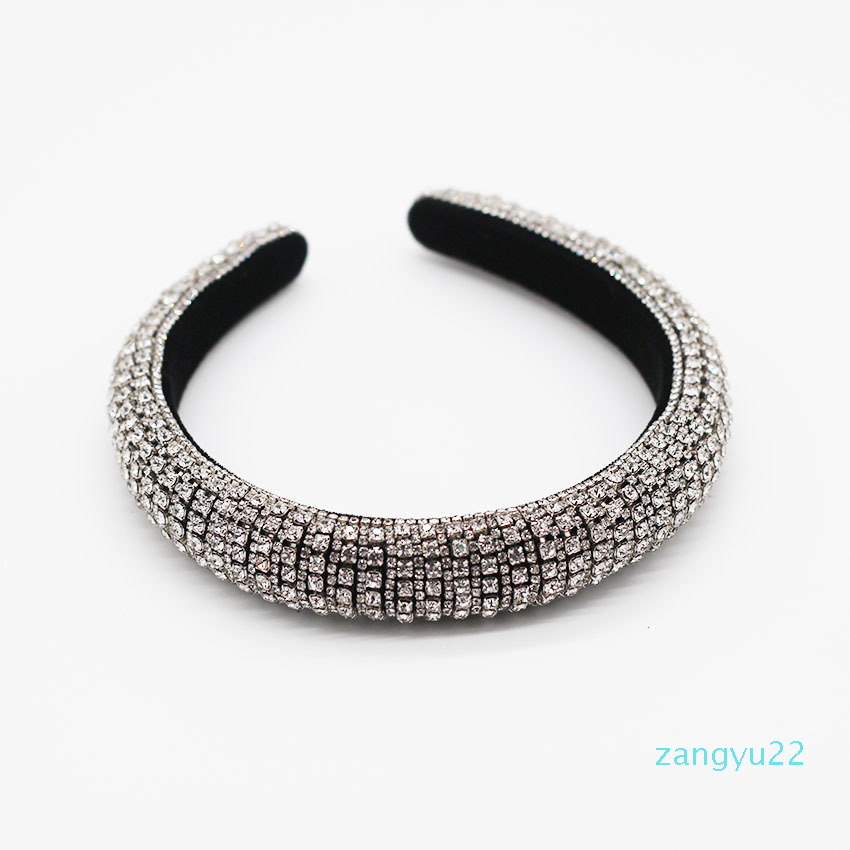 Wholesale -Full Crystal Headbands Hair Bands for Women Lady Shiny Padded Diamond Headband Hair Hoop Fashion Party Jewelry Accessories