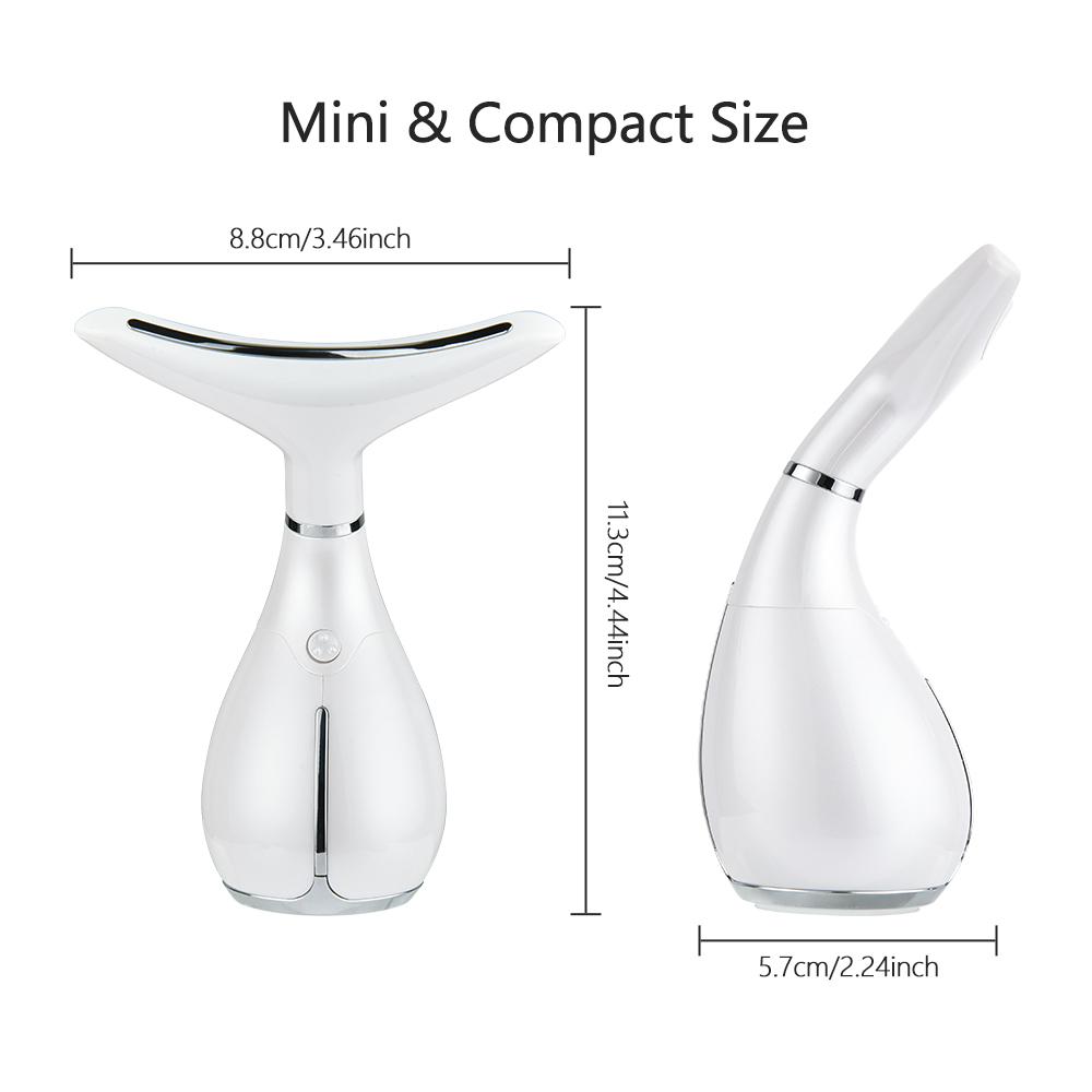 Rechargeable Neck Instrument Beauty LED Photon Vibration Skin Tighten Anti Wrinkle Remove Neck Lifting Massager Device