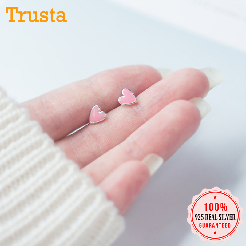 Trusta 2020 100% 925 Solid Real Sterling Silver Fashion Tiny Pink Glaze Heart Stud Earrings For Women Girls Fine Jewelry DS03
Trusta 2020 100% 925 Solid Real Sterling Silver Fashion Tiny Pink Glaze Heart Stud Earrings For Women Girls Fine Jewelry DS03