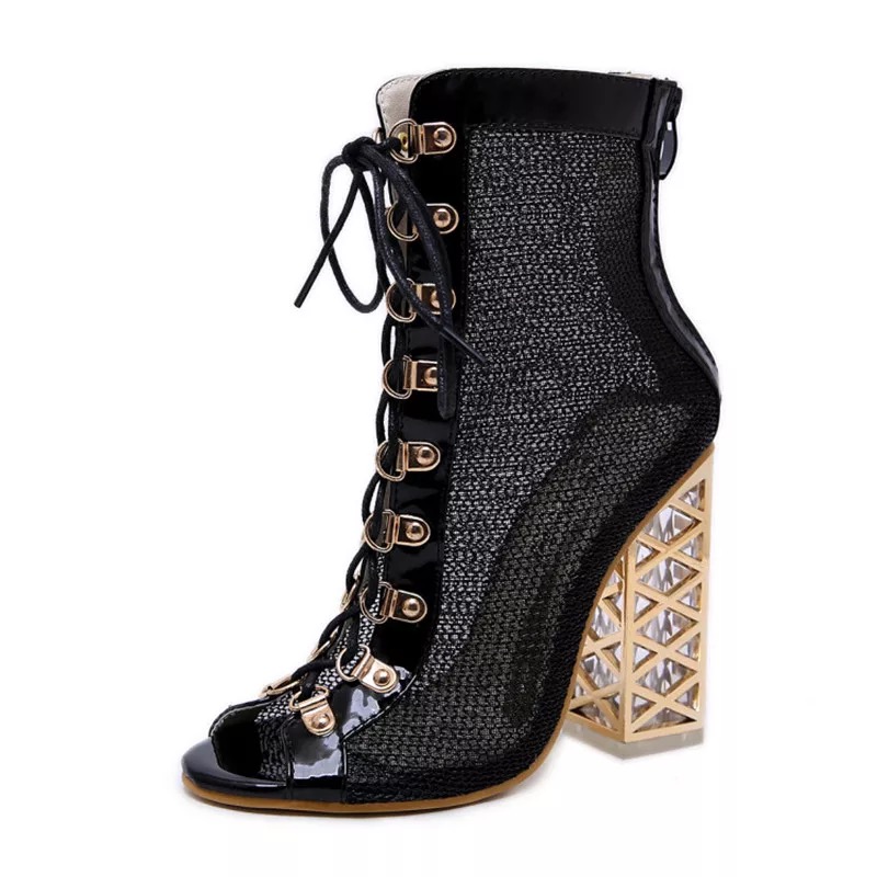 2020 New Summer Sandal Sexy Golden Bling Gladiator Sandals Women Pumps Shoes Lace-Up High Heels Sandals Boots Gold Size 34-431