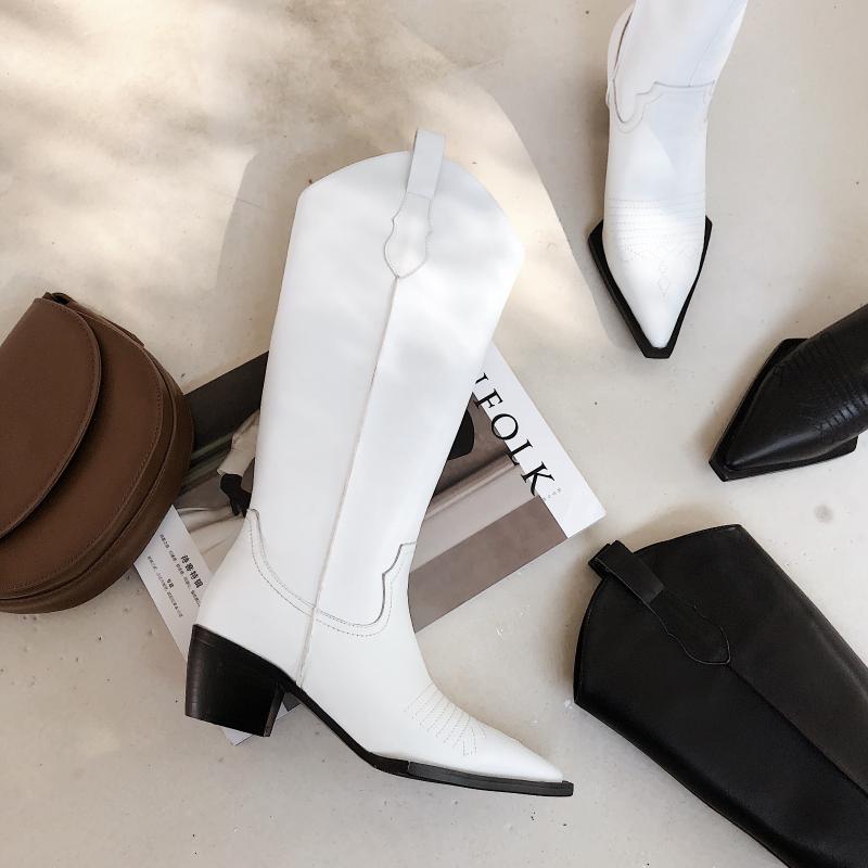 May niamh Western Cow Long Boots Pointed Toe Square Heels Knee High Boots Woman Black White Genuine Leather Slip On Shoes A002
May niamh Western Cow Long Boots Pointed Toe Square Heels Knee High Boots Woman Black White Genuine Leather Slip On Shoes A002