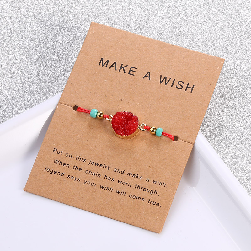 Fashion Druzy Resin Stone Bracelet Make a Wish Card Wax Rope Braided Bracelets Womens Korean Jewelry Gift