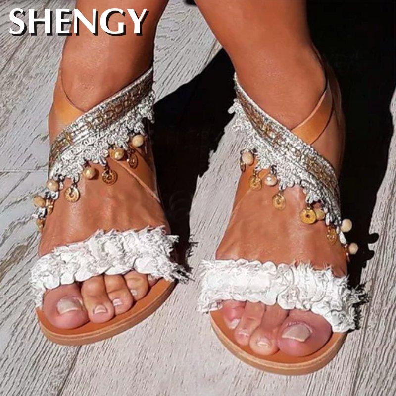 2020 SHENGY Women Summer Beach Sandals Flats Shoes Woman Plus Size Flat Flowers Bohemia Sandalias Dropship, Beige
2020 SHENGY Women Summer Beach Sandals Flats Shoes Woman Plus Size Flat Flowers Bohemia Sandalias Dropship, Beige