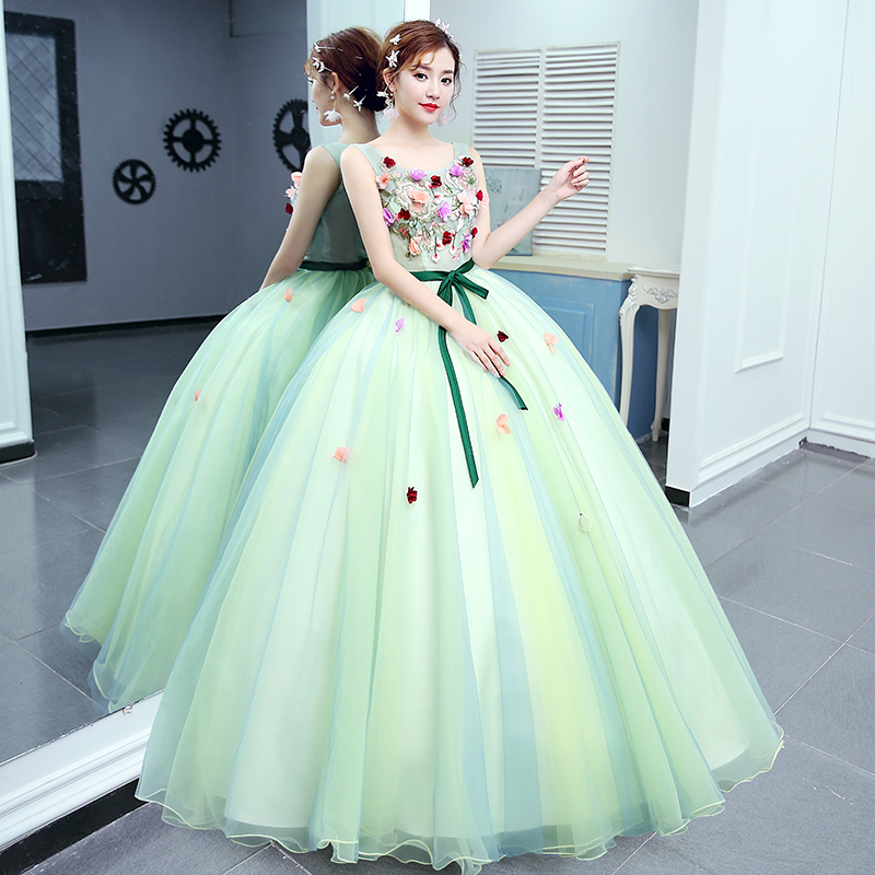 2018 New Arrival Cabdy Color Sweet Evening Dress Princess Ball Gown Bow Fresh Flower Cut-out Fashion for Formal Performance