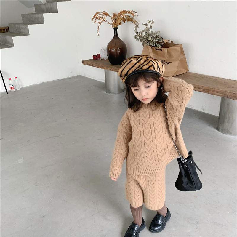 Toddler Baby Girls Clothing Sets Fall Winter Cardigan Sweater+Shorts Infant Baby Girls Knit Suit children clothes from 2 to 7 yX1019
