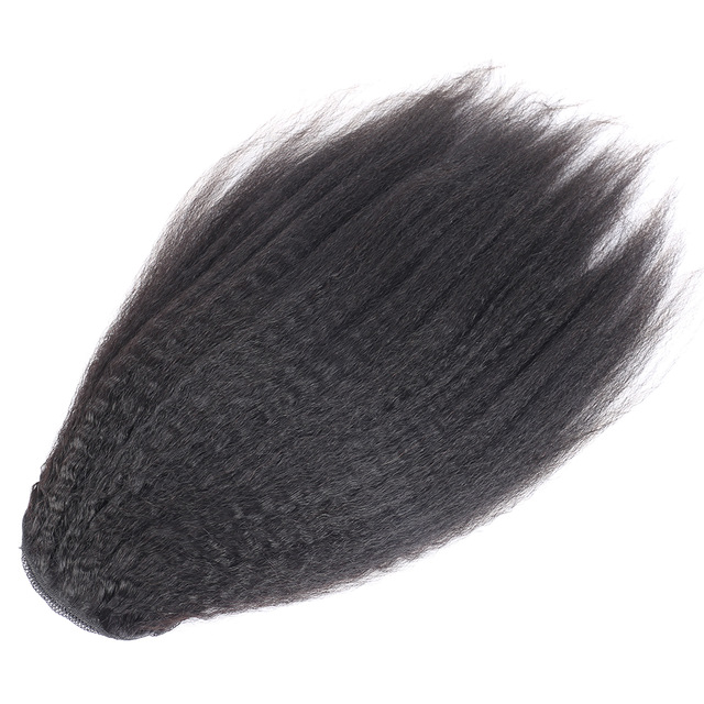 Long high Brazilian kinky straight drawstring ponytail 100% real hair natural human hair extension clip in 10-24inch 140g brown black