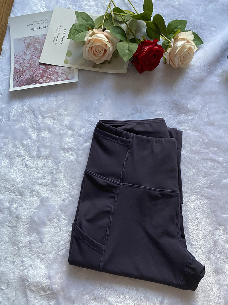 Women Two Pocket Cropped Yoga Pants Fiess Leggings Tights High Waist Running Capris Workout Gym Clothing Sports Wear