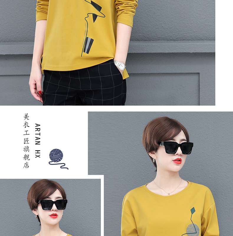 Pure cotton long sleeve Tshirt female fall new ms early autumn render unlined upper garment