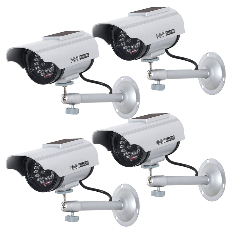 4 Pack Solar Powered Dummy Fake Simulated Surveillance Security CCTV e Camera Indoor Outdoor with LED Light Warning Security, Silver
4 Pack Solar Powered Dummy Fake Simulated Surveillance Security CCTV e Camera Indoor Outdoor with LED Light Warning Security, Silver