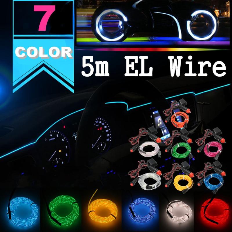 5m Car Interior Lighting LED Strip EL Wire Rope Atmosphere Decorative Lamp Flexible Neon Light DIY Decor
5m Car Interior Lighting LED Strip EL Wire Rope Atmosphere Decorative Lamp Flexible Neon Light DIY Decor