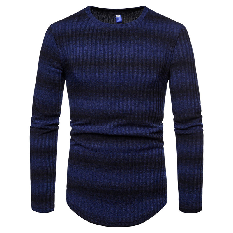 Sunfree Mens Gradient stripe Winter Pullover Knitted Top Striped Sweater Outwear Blouse Sweater Men maglioni uomo 3L451