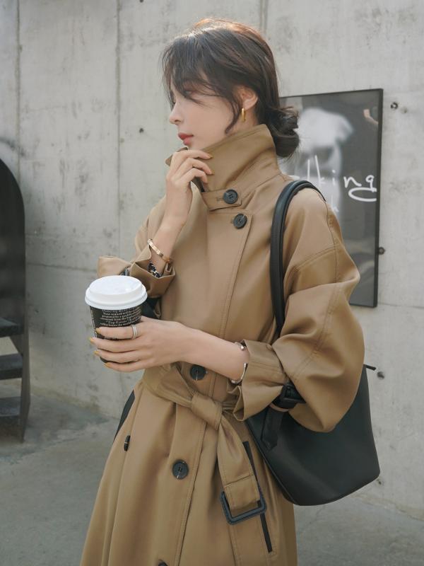 Korean Style Oversized Double-Breasted Long Women Trench Coat with Leather Belts Office Lady Cloak Coat Spring Autumn Outerwear, Dark khaki
Korean Style Oversized Double-Breasted Long Women Trench Coat with Leather Belts Office Lady Cloak Coat Spring Autumn Outerwear, Dark khaki