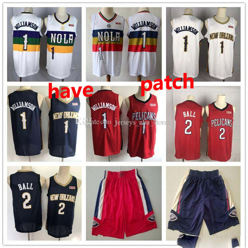 Men s NewOrleansPelicansThrowback jersey Zion 1 Williamson Lonzo 2 Ball Basketball Shorts Basketball Jerseys Purple White Red