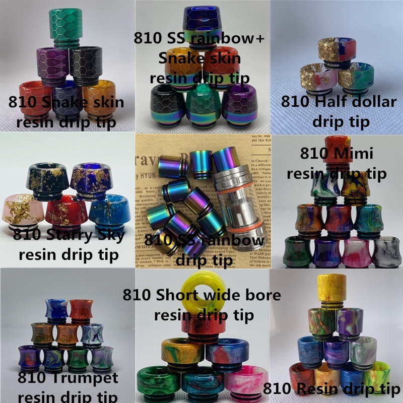 810 528 510 SS rainbow Snake skin Half dollar Starry Sky Mimi Trumpet Short wide bore Bullet long gourd resin drip tip
810 528 510 SS rainbow Snake skin Half dollar Starry Sky Mimi Trumpet Short wide bore Bullet long gourd resin drip tip