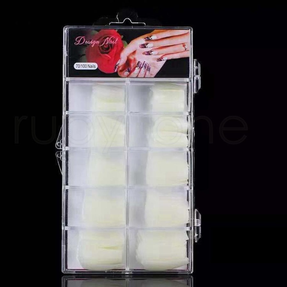 100pcs Natural Transparent French False Nails Acrylic UV Gel Manicure Artificial Fake Nail Art Tips Finger Extension Transparent False Nails