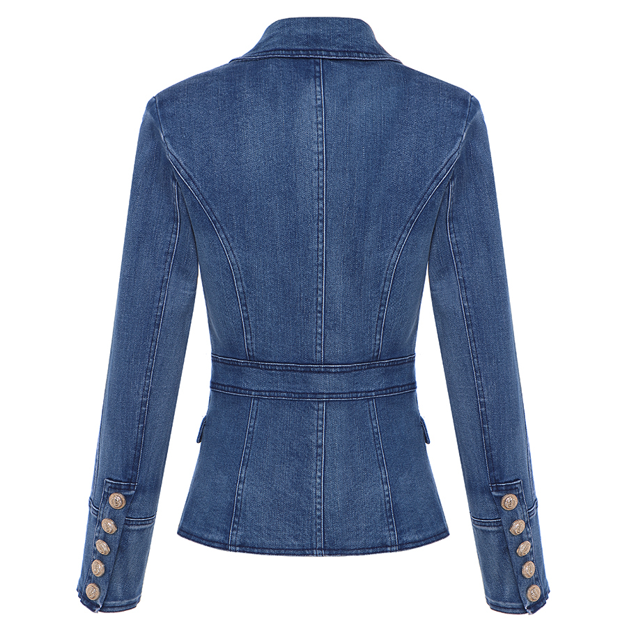 EXCELLENT QUALITY Stylish Career Blazer Jacket for Women Lion Buttons Denim Blazer CX200819