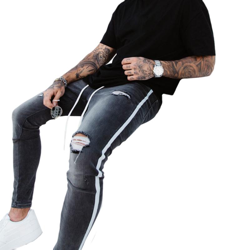 Men Ripped Jean Skinny Destroyed Denim Pencil Pants Fashion Cool Comfy Stretch Stripe Trim Pants Fit Plus Size Male
Men Ripped Jean Skinny Destroyed Denim Pencil Pants Fashion Cool Comfy Stretch Stripe Trim Pants Fit Plus Size Male