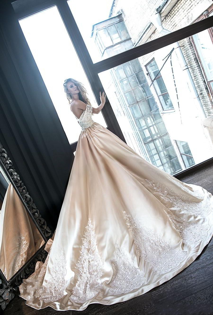New Arrival Stunning Lace Champagne Mermaid Dresses With Detachable Satin Train Off Shoulder Wedding Dress Bridal Gowns Vestidos