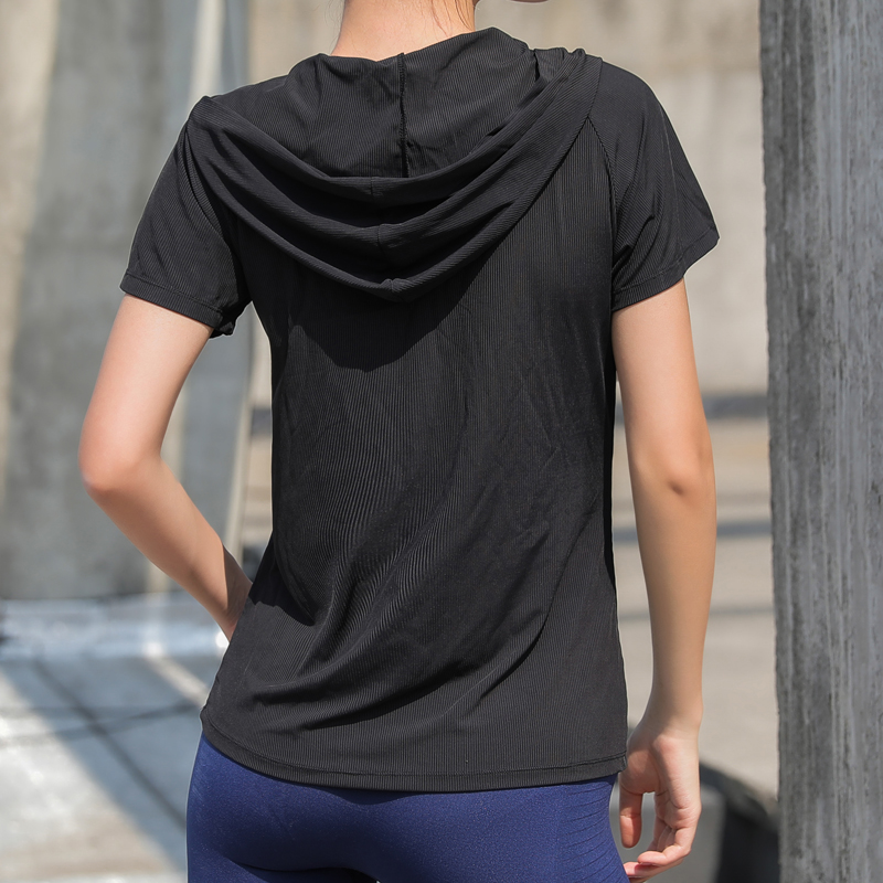 BINAND Females V neck Hooded Nylon Absorb Sweat Short Sleeve Pullover Gym Fitness Workout Jogging Sports Solid Yoga Shirt, Black
BINAND Females V neck Hooded Nylon Absorb Sweat Short Sleeve Pullover Gym Fitness Workout Jogging Sports Solid Yoga Shirt, Black