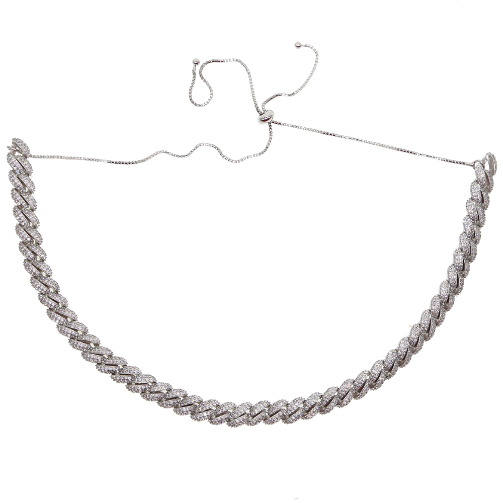 new gold filled iced out hiphop bling wide Miami Curb Cuban Link Chain rock CZ butterfly choker women chain adjust size necklace T200824
