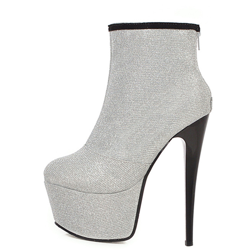 Plus Size 48 Sexy 16cm High Heels Boots Women Luxury Sequined Fashion Ankle Boots Silver Blue Platform Short Shoes Woman
Plus Size 48 Sexy 16cm High Heels Boots Women Luxury Sequined Fashion Ankle Boots Silver Blue Platform Short Shoes Woman