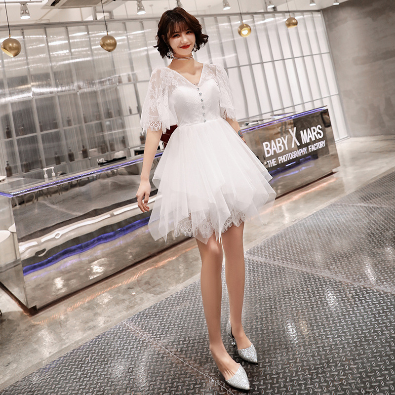 White Prom Dress 2020 V-Neck Short Sleeve Embroidered chiffon Dresses Women Party Night dress Mini Vestidos De Gala
White Prom Dress 2020 V-Neck Short Sleeve Embroidered chiffon Dresses Women Party Night dress Mini Vestidos De Gala
