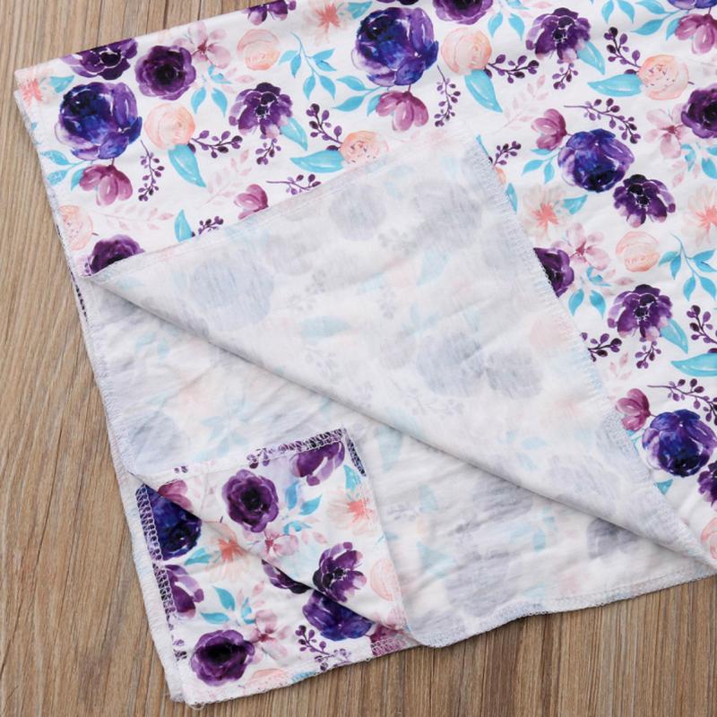 Newborn Baby Boy Girl Printed Crib Sleeping Bag Baby Wrap Swaddle Clothes Set New Born Photography Receiving Blankets Floral @35