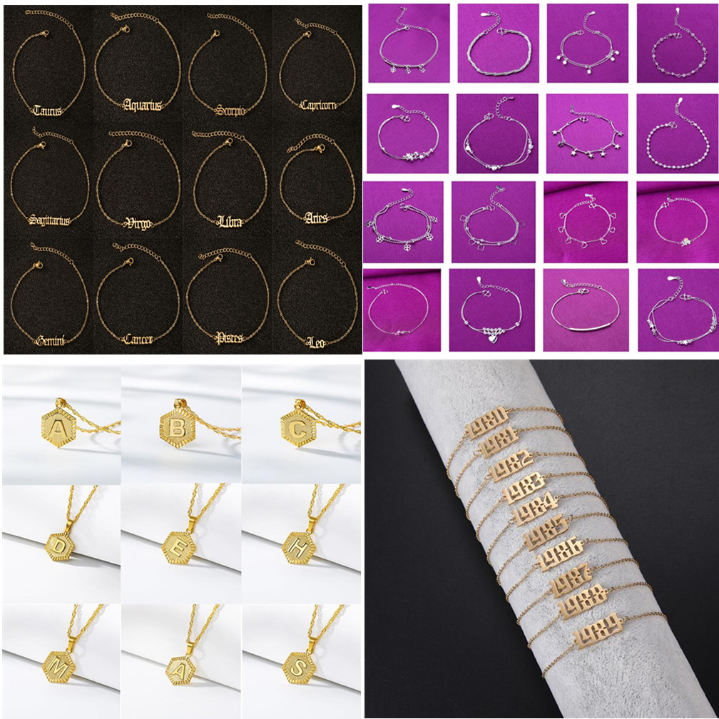 Women Anklets Chains 12 Constellations/A-Z Letter/Year Number 1980-2020/s925 Silver Series Pendant Stainless Steel Foot Chain Jewelry Gifts
Women Anklets Chains 12 Constellations/A-Z Letter/Year Number 1980-2020/s925 Silver Series Pendant Stainless Steel Foot Chain Jewelry Gifts