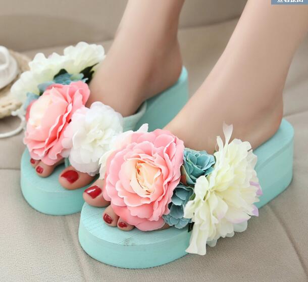 HAHAFLOWER new summer rose beach shoes fashion lady slippers sandals flowers lady slippers increased thick bottom, Sky blue
HAHAFLOWER new summer rose beach shoes fashion lady slippers sandals flowers lady slippers increased thick bottom, Sky blue