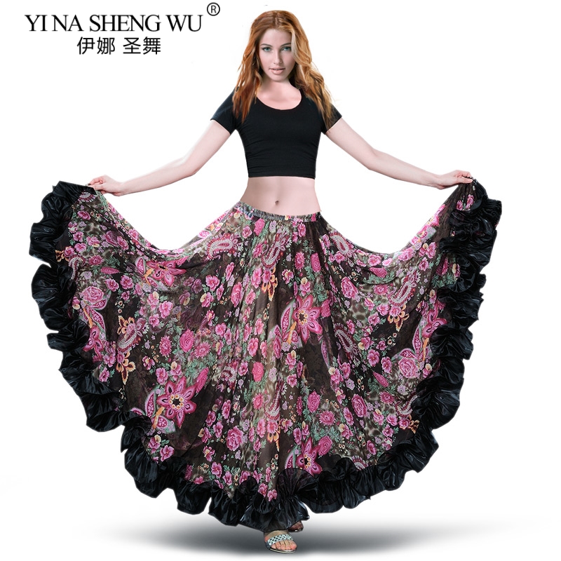 New Bellydancing Bohemia Chiffon 360 degrees Large Swing Skirts Gypsy Belly Dance Skirt Costumes Dress Spanish Flamenco Skirt, As picture
New Bellydancing Bohemia Chiffon 360 degrees Large Swing Skirts Gypsy Belly Dance Skirt Costumes Dress Spanish Flamenco Skirt, As picture