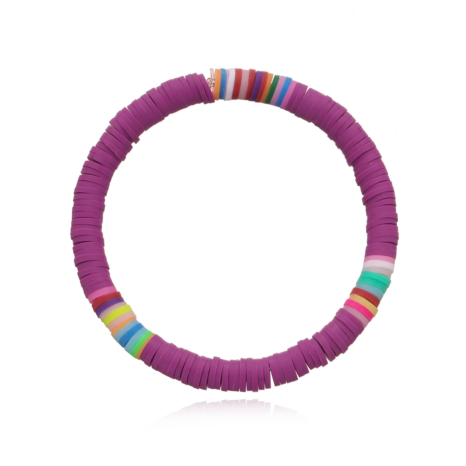 12PCS Soft Clay Surfer African Beads Choker Colorful Jelly Bracelet Elastic Handmade Boho Lightweight for Women Girls 6mm Summer Beach