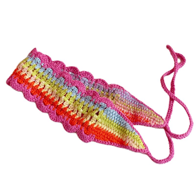 Women Crochet Knit Headband Bright Rainbow Stripes Vintage Hairband Bandage Chin Strap Wave Edge Outdoor Styling Turban
Women Crochet Knit Headband Bright Rainbow Stripes Vintage Hairband Bandage Chin Strap Wave Edge Outdoor Styling Turban