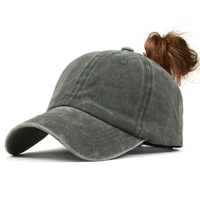 Ponytail Baseball Cap Messy Hats For Women Washed Cotton Snapback Caps Casual Summer Sun Visor Female Outdoor Sport Hat