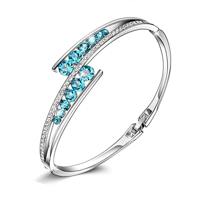 Hermosa Bangle Bracelets Blue Crystal from Adjustable Hinged Jewelry for Women Mother's Day Gifts
