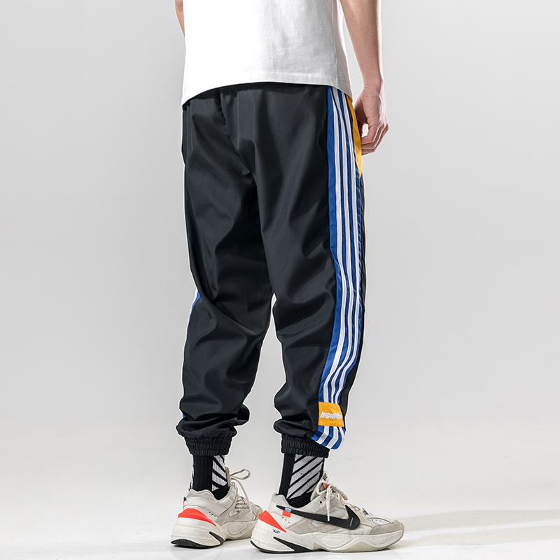 BINHIIRO Men Cargo Pants Casual Cotton Polyester Patchwork Pattern Men Full Length Drawstring Pockets Black Orange Men Trousers CX200815