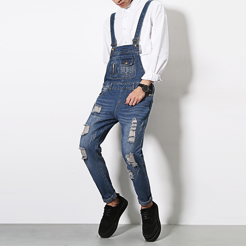 2020 NEW men' clothing Autumn denim bib pants hole skinny slim one piece jeans tooling spaghetti strap pants singer costumes, Blue
2020 NEW men' clothing Autumn denim bib pants hole skinny slim one piece jeans tooling spaghetti strap pants singer costumes, Blue